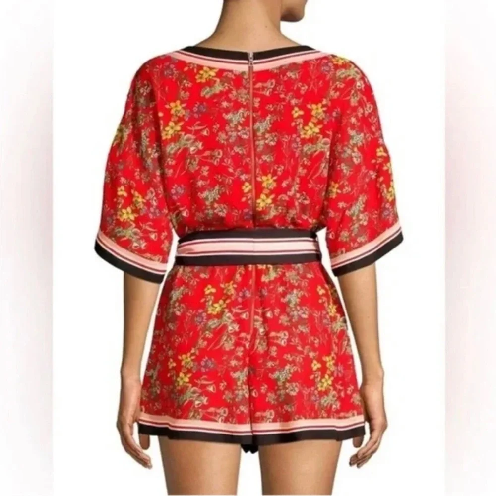 NWOT Alice + Olivia Bowie Floral Red Romper Size 6